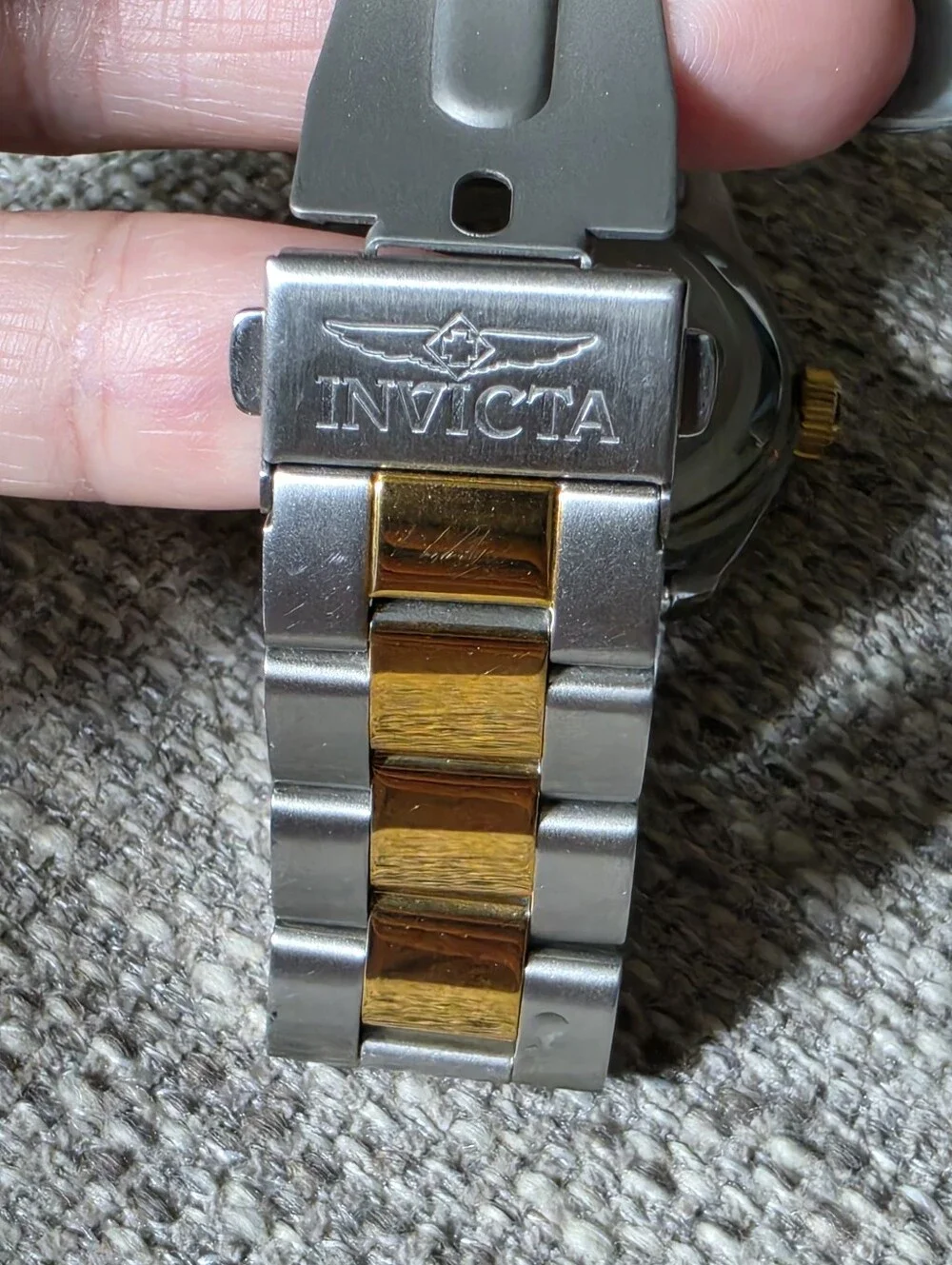 Invicta Two-Tone Gold and Silver Watch with Black Dial
